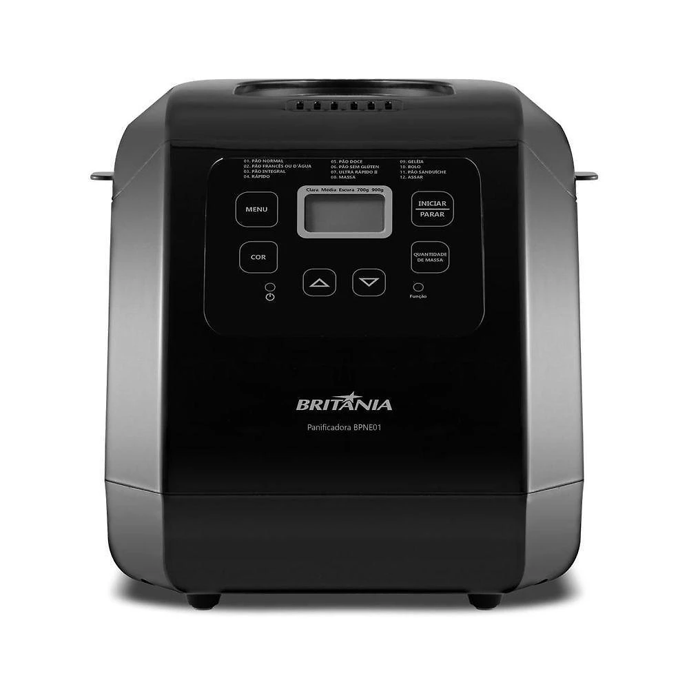 Panificadora britânia bpne01 12 programas 3l preta com timer e manter aquecido 550w 110v