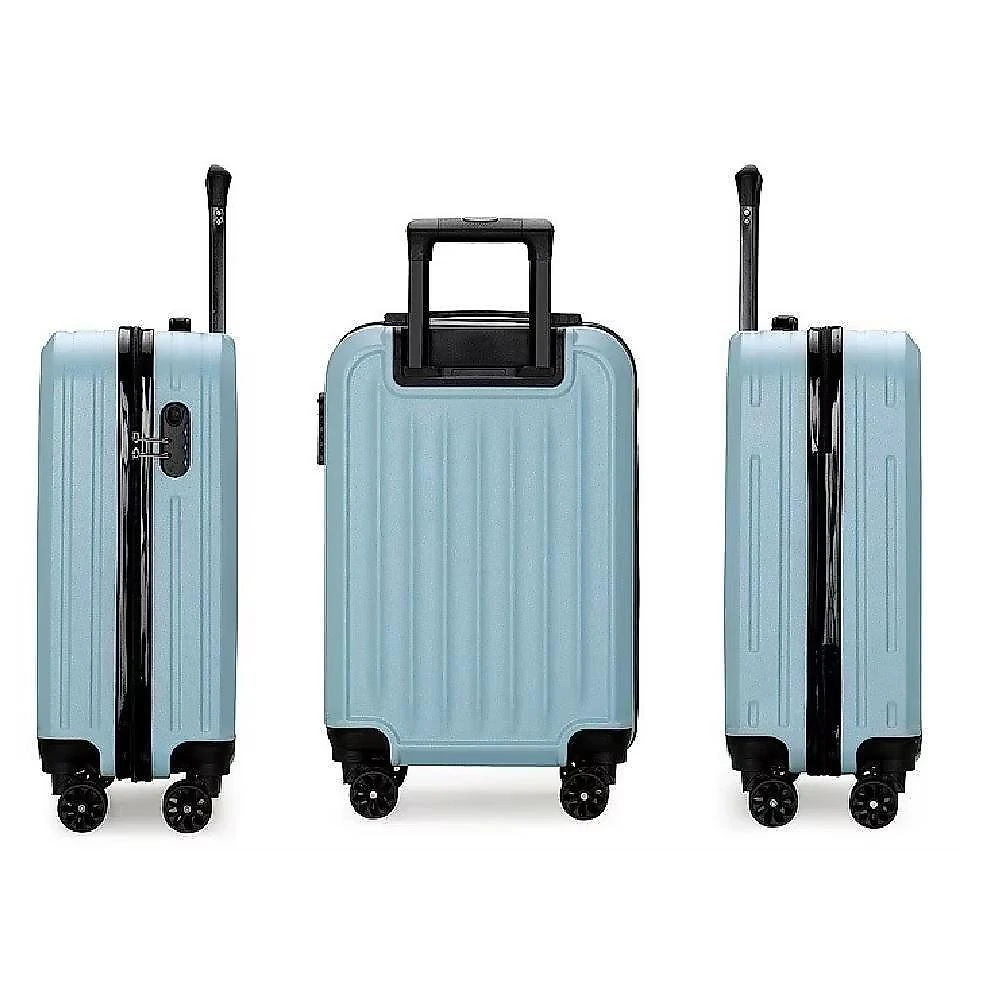 Mala de Viagem Pequena de Bordo 10kg Abs com Rodas Giro 360 Cadeado Zíper Azul Yeet