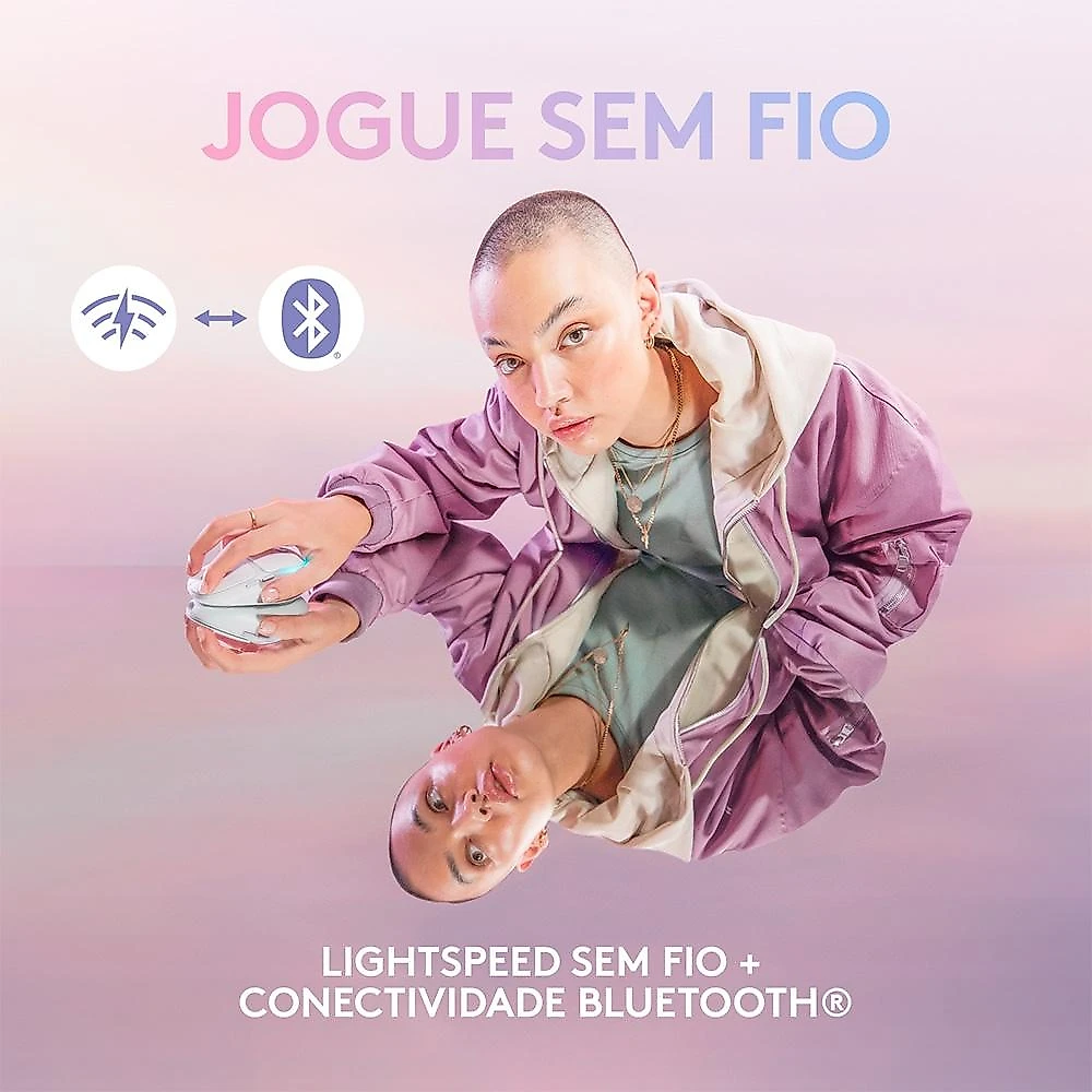 Mouse Gamer Sem Fio Logitech G705, Coleção Aurora, RGB, Bluetooth, USB, 6 Botões, Branco - 910-006366