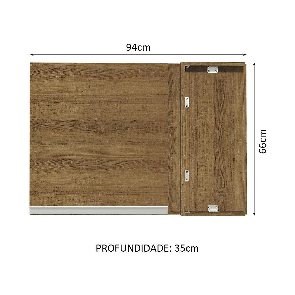Armário de cozinha aéreo de canto 1 porta rustic glamy madesa