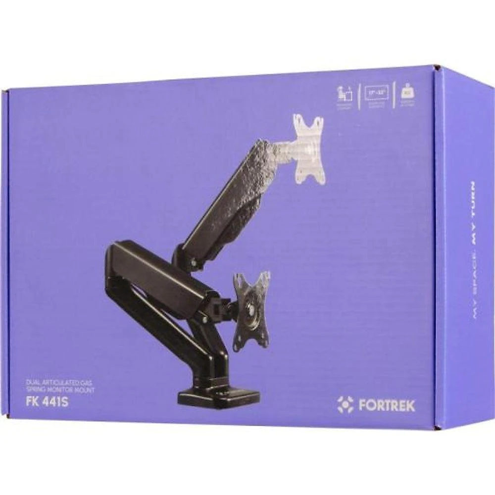 Suporte Articulado para Dois Monitores de Mesa Fk 441s com Pistão a Gás e Ajuste de Altura Preto