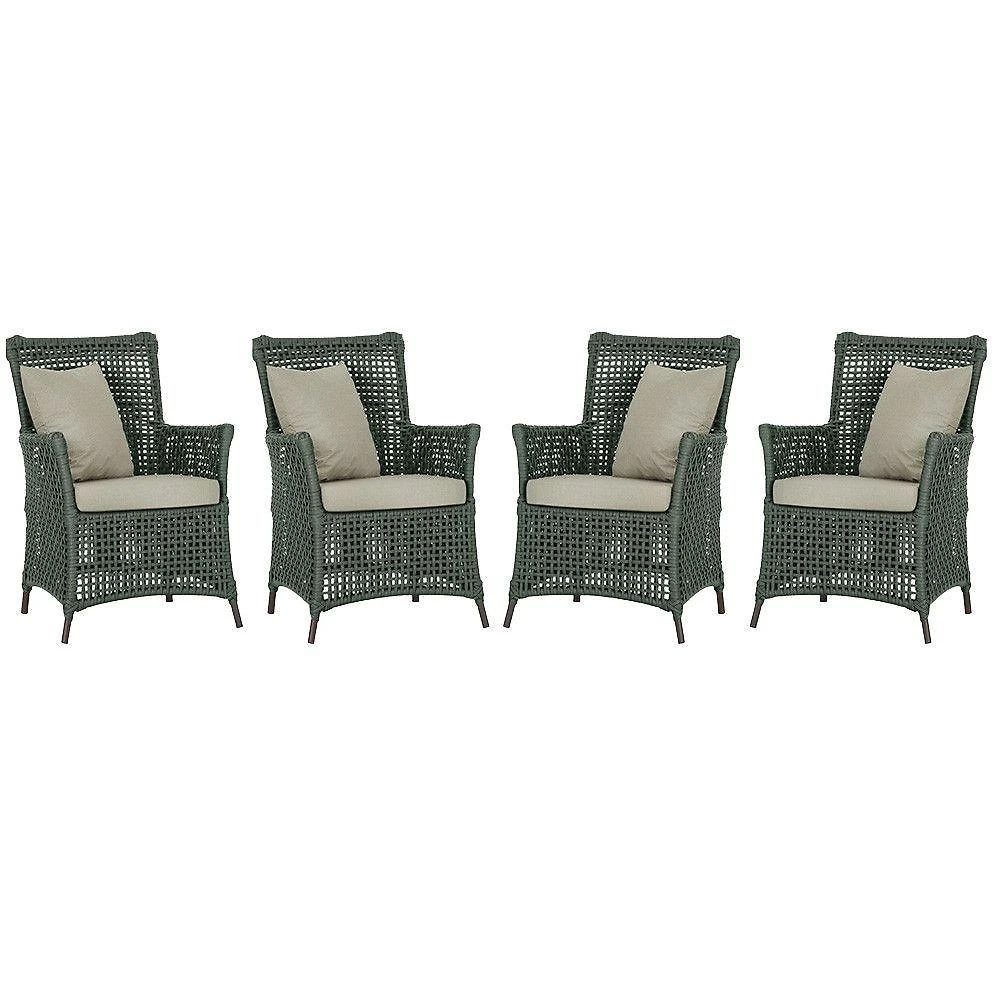 4 Poltronas Igapó Alumínio Pintura Marrom Corda Náutica E7 Verde