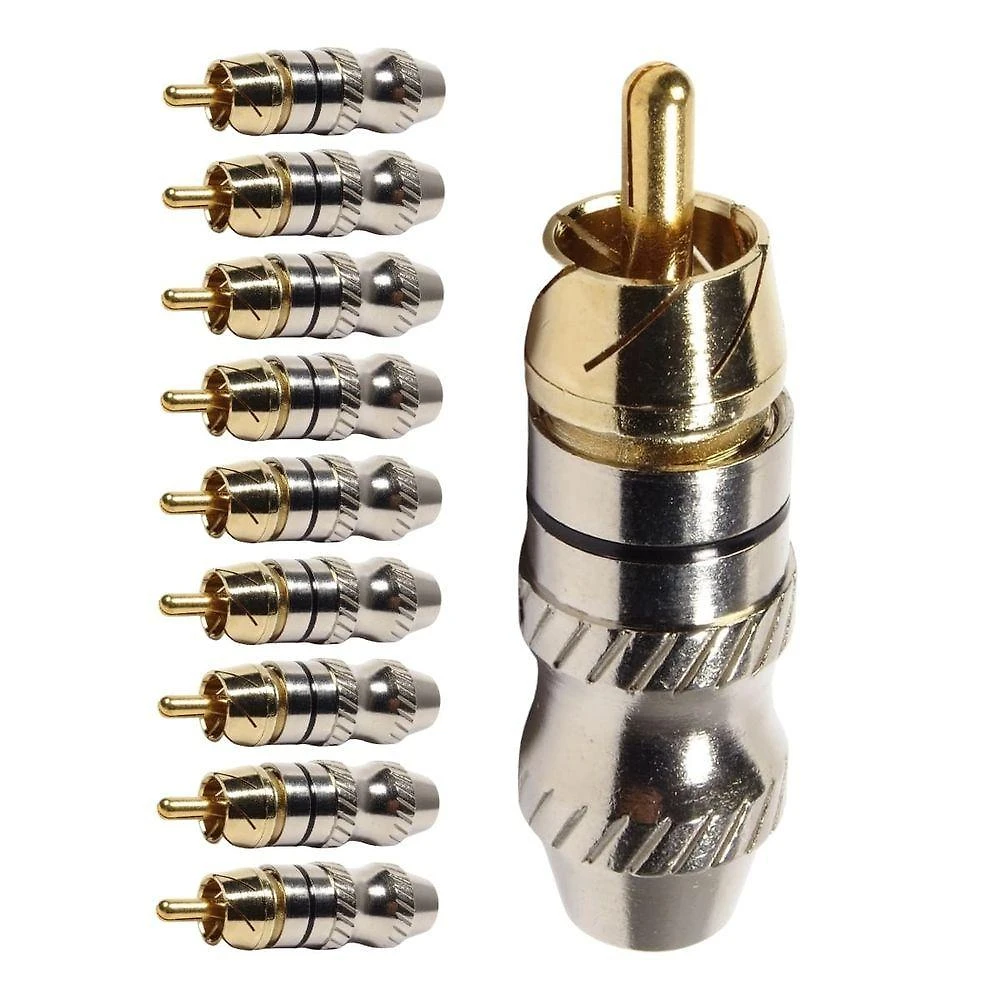 Conector Rca Macho Storm Plug Rca Metal Anel Preto para Áudio e Vídeo 10 Unidades Preto