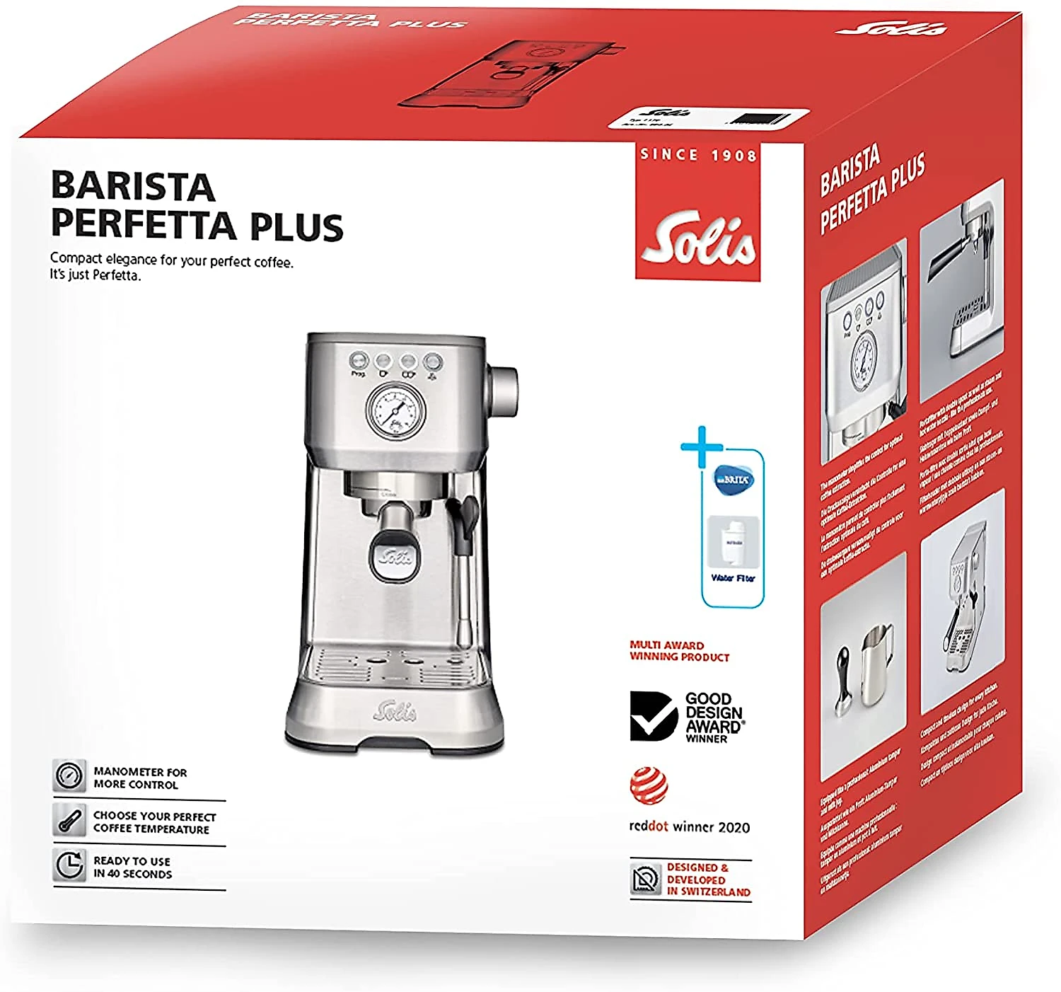 Solis Barista Máquina de Café Expresso Reservatório 2L 9 Bar de Pressão 110V Preta
