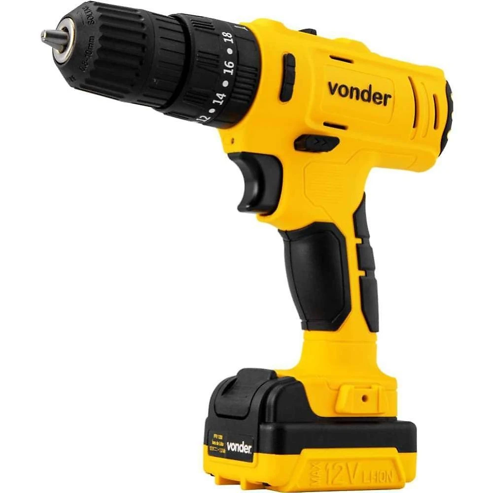 Parafusadeira e Furadeira de Impacto Vonder para Uso Doméstico PFV-120I com Acessórios 120W Amarelo