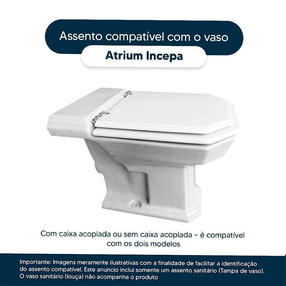 Assento Sanitário Atrium Alongado MDF Fechamento Convencional Bege Pontto Lavabo webcontinental-7897116769111