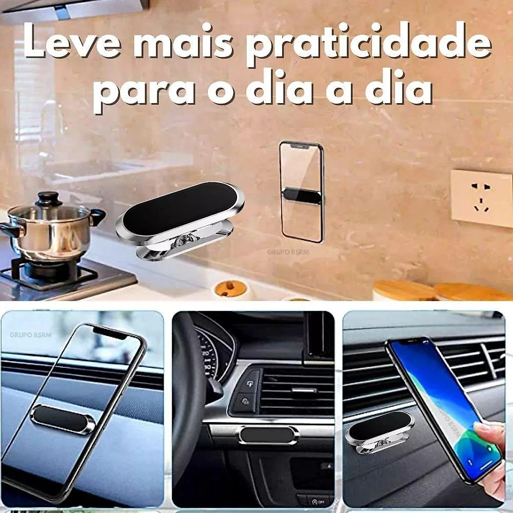 Suporte Magnético Veicular para Celular Peining Universal Rotação 360 graus  Liga de Zinco 01 Unidade