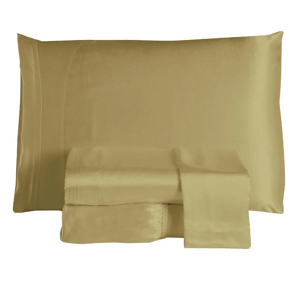 Jogo De Lençol Sublime 4 Peças King 100% Poliéster Tecido Cetim Charmousse Cor:dourado