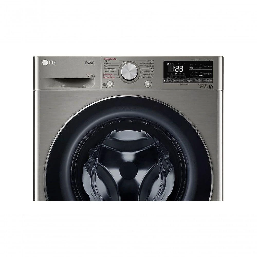 Lava e Seca Smart LG VC4 12kg Inox Look com Inteligência Artificial AIDD CV5012PC4A 220V