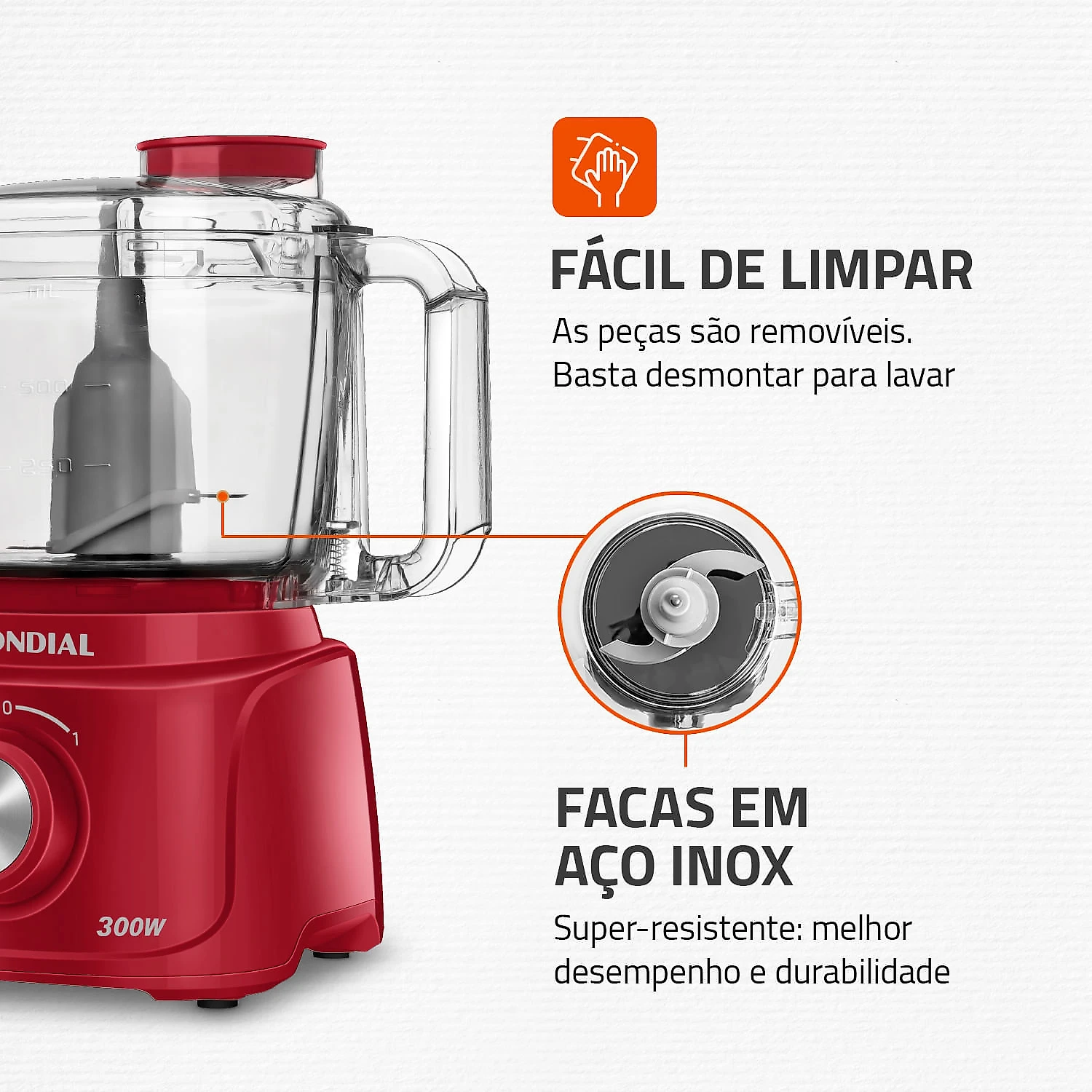 Mini Processador Turbo Pratic Mondial MP-16-R MINI PROCESSADOR MP-16-R 127V/60HZ .