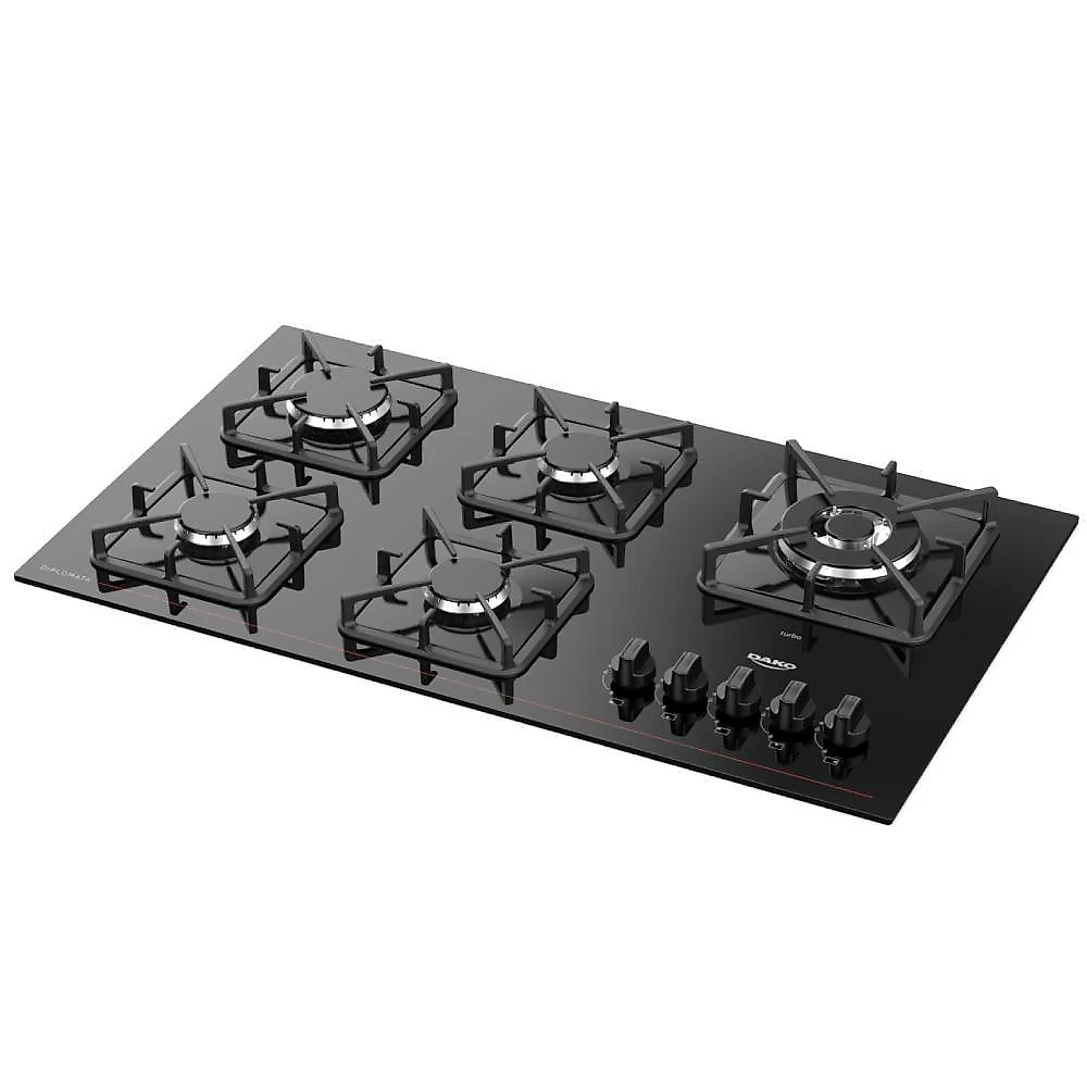 Cooktop 5 Bocas Dako Diplomata Mesa De Vidro Preto Bivolt