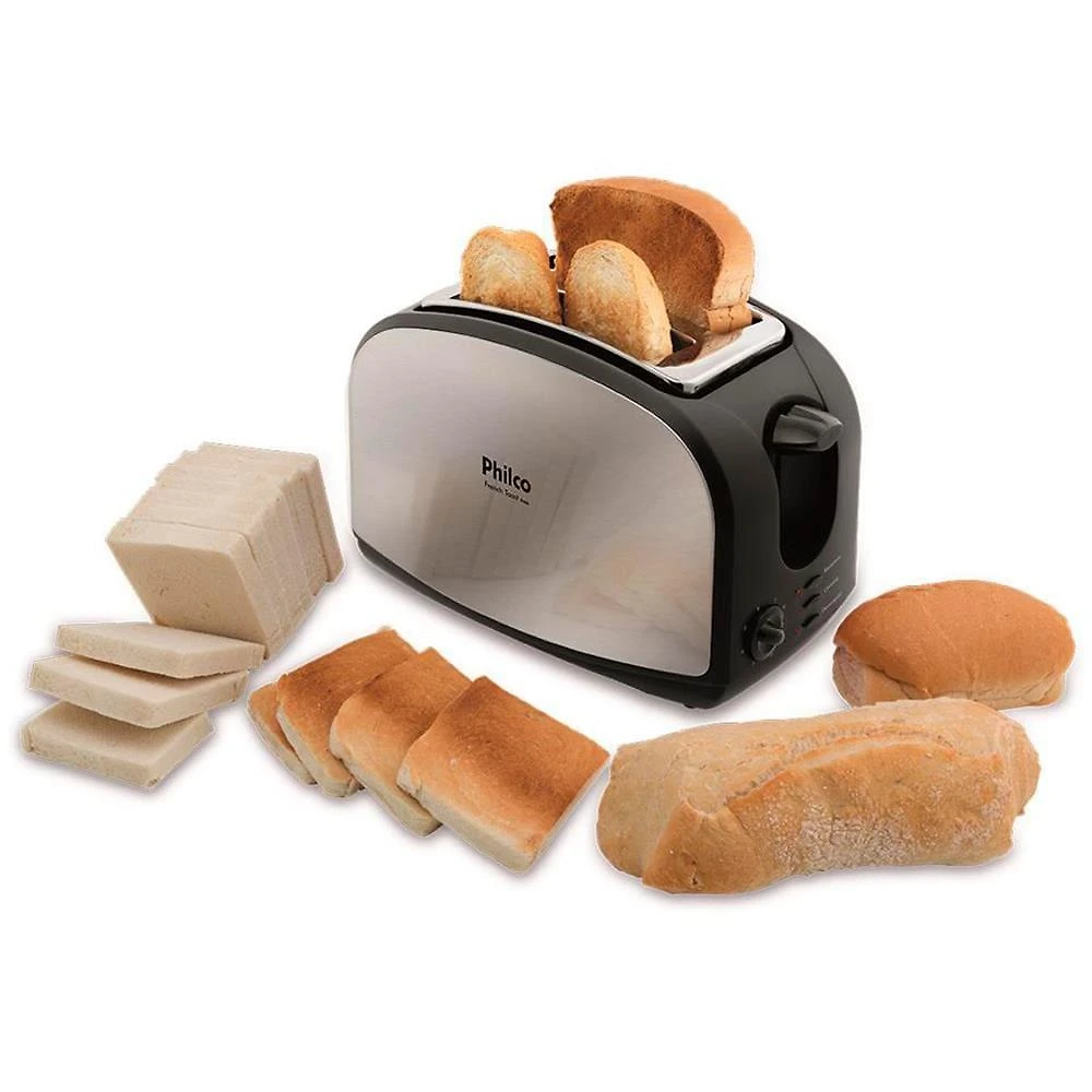 Torradeira french toast philco com 8 níveis de tostagem - inox/preto