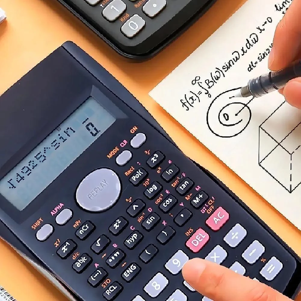 Calculadora Científica 240 Funções 12 Digitos Display LCD Duplo Preto