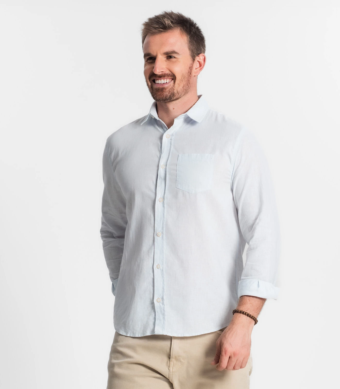 Miniatura Camisa Social Masculina Básica Com Bolso Select Azul G