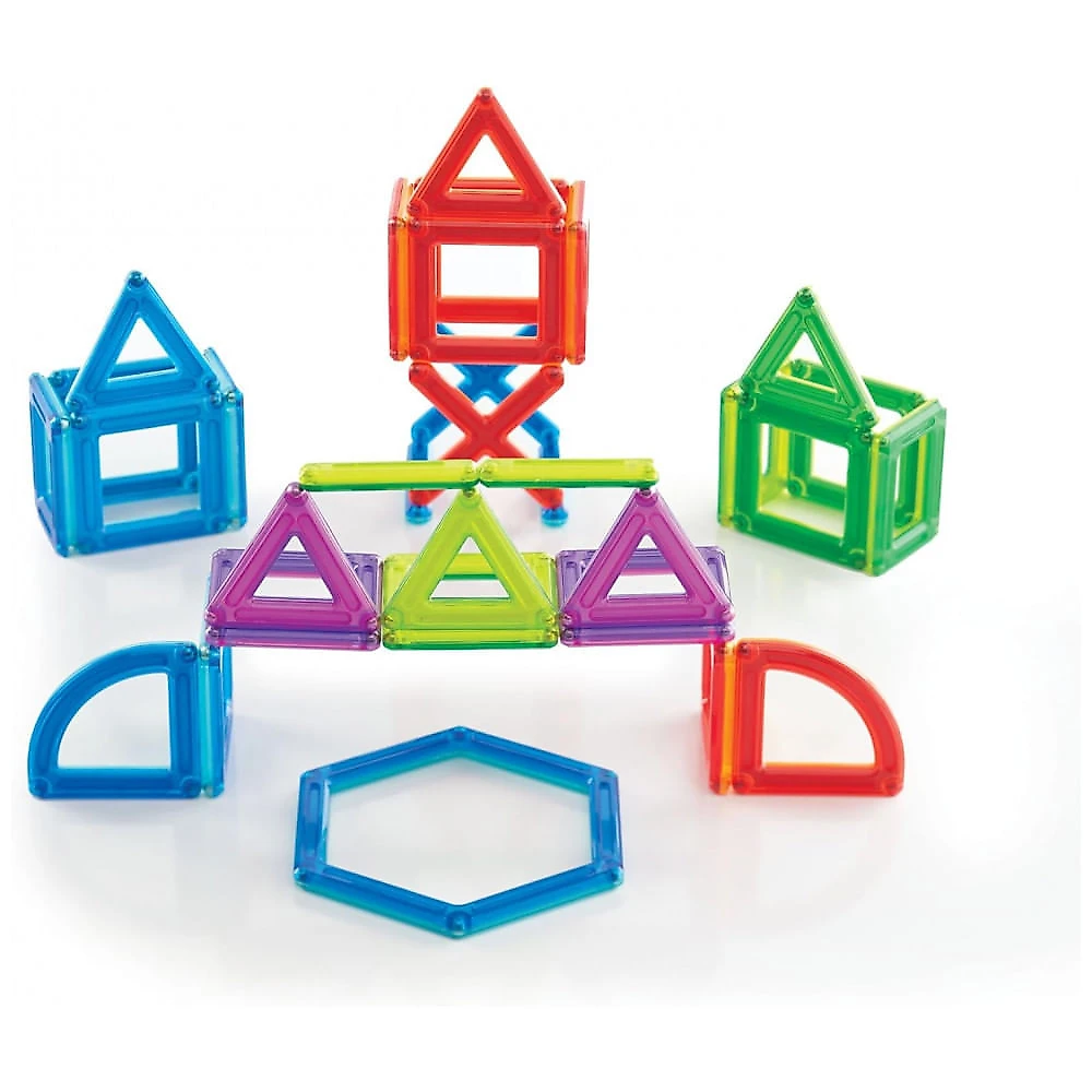 Conjunto de blocos magnéticos Guidecraft PowerClix Frames com 48 peças em ABS translúcido para construções geométricas 2D e 3D