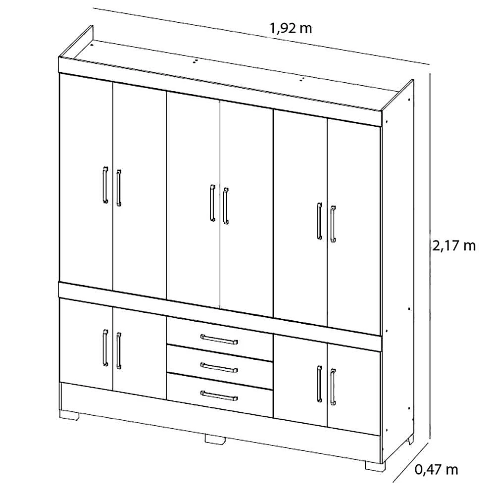 Guarda-roupa demóbile new murano com 10 portas e 3 gavetas
