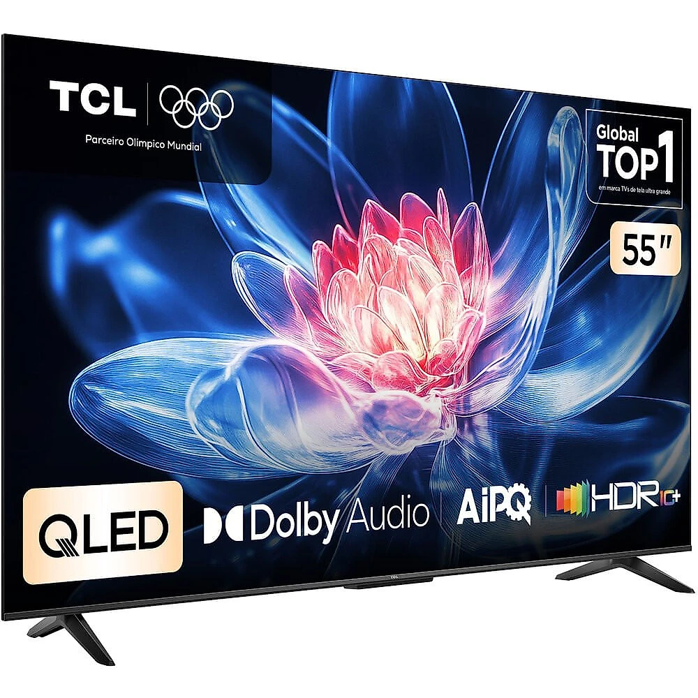 Smart TV TCL 55 Polegadas 4K UHD QLED Google TV 55T6C Preto - Bivolt