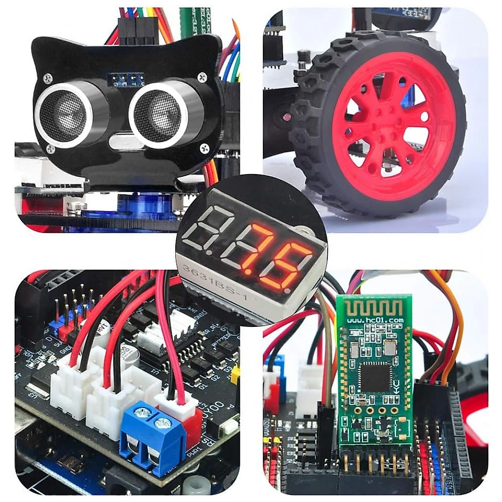 Kit de Construção Carro Robô Inteligente para Arduino com Bateria, OSOYOO, Preto