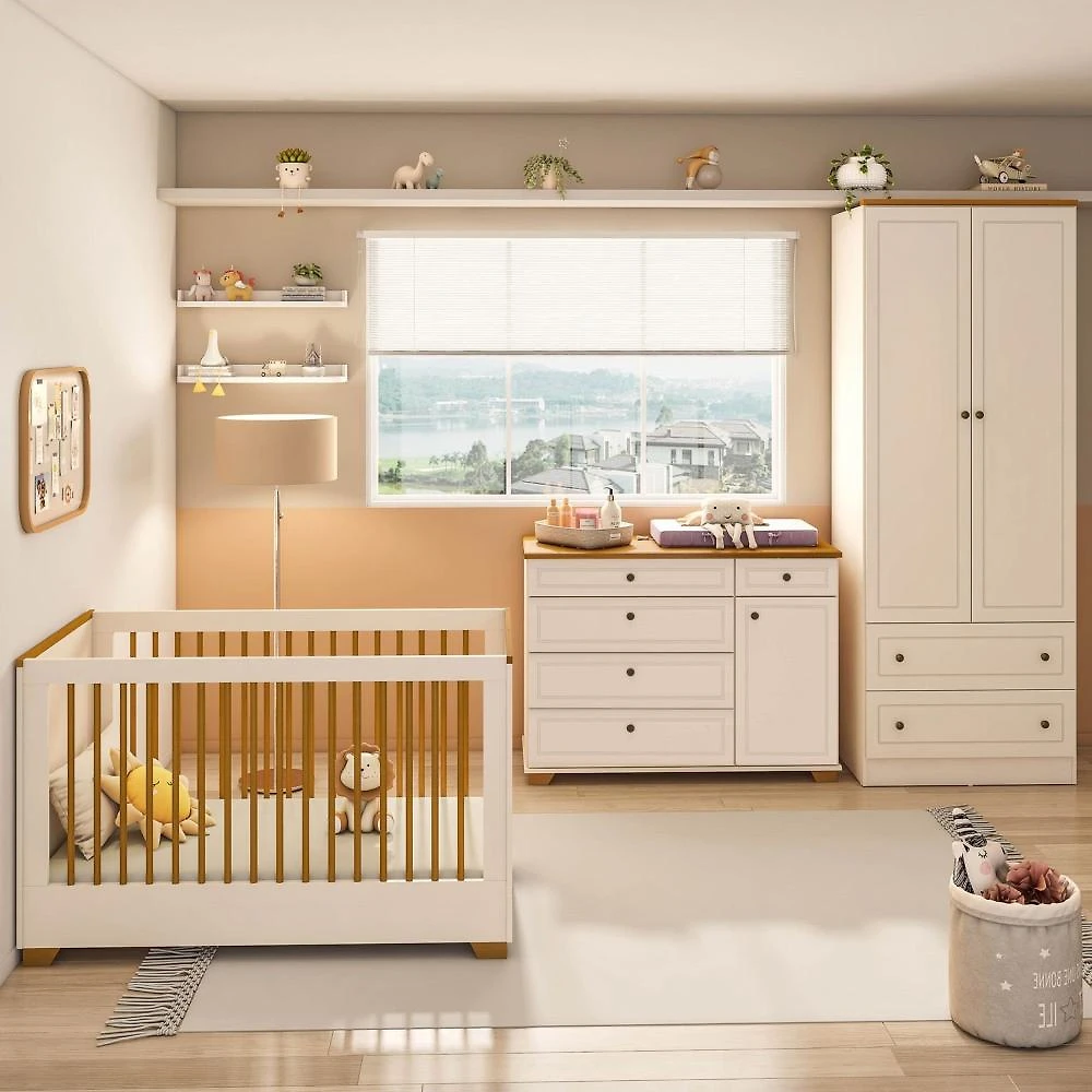Quarto de Bebê Completo 1 Berço 1 Cômoda e 1 Guarda Roupa Baby Ananda Casatema MadeiraOriginals