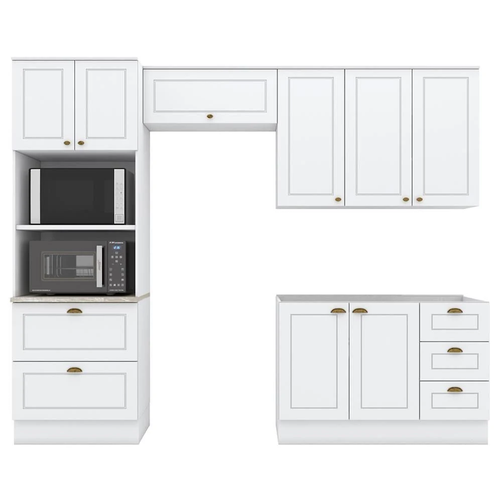 Cozinha Modulada 4 Pecas 272 Cm Ce373 Americana Branco Calcare Henn Branco Calcare