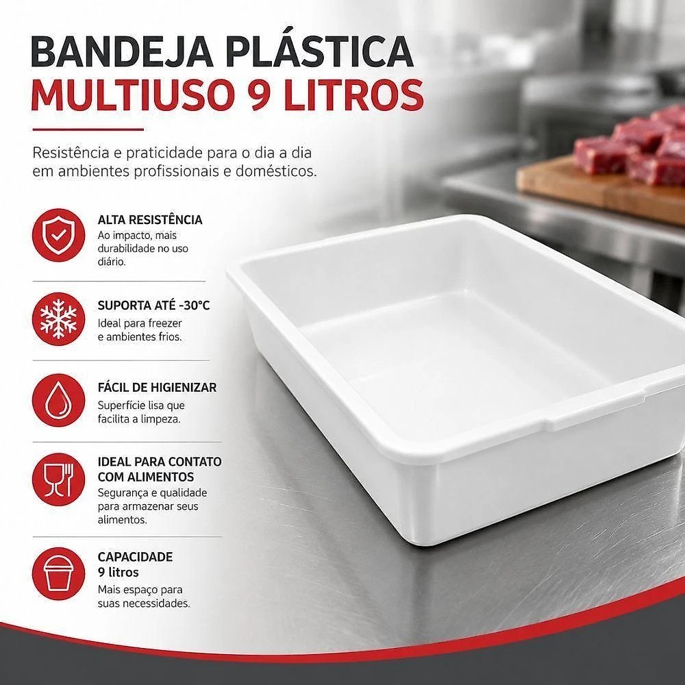 Bandeja Multiuso Caixa Frigorifica Plastico Industrial Reforcada Alimentos Freezer 9L