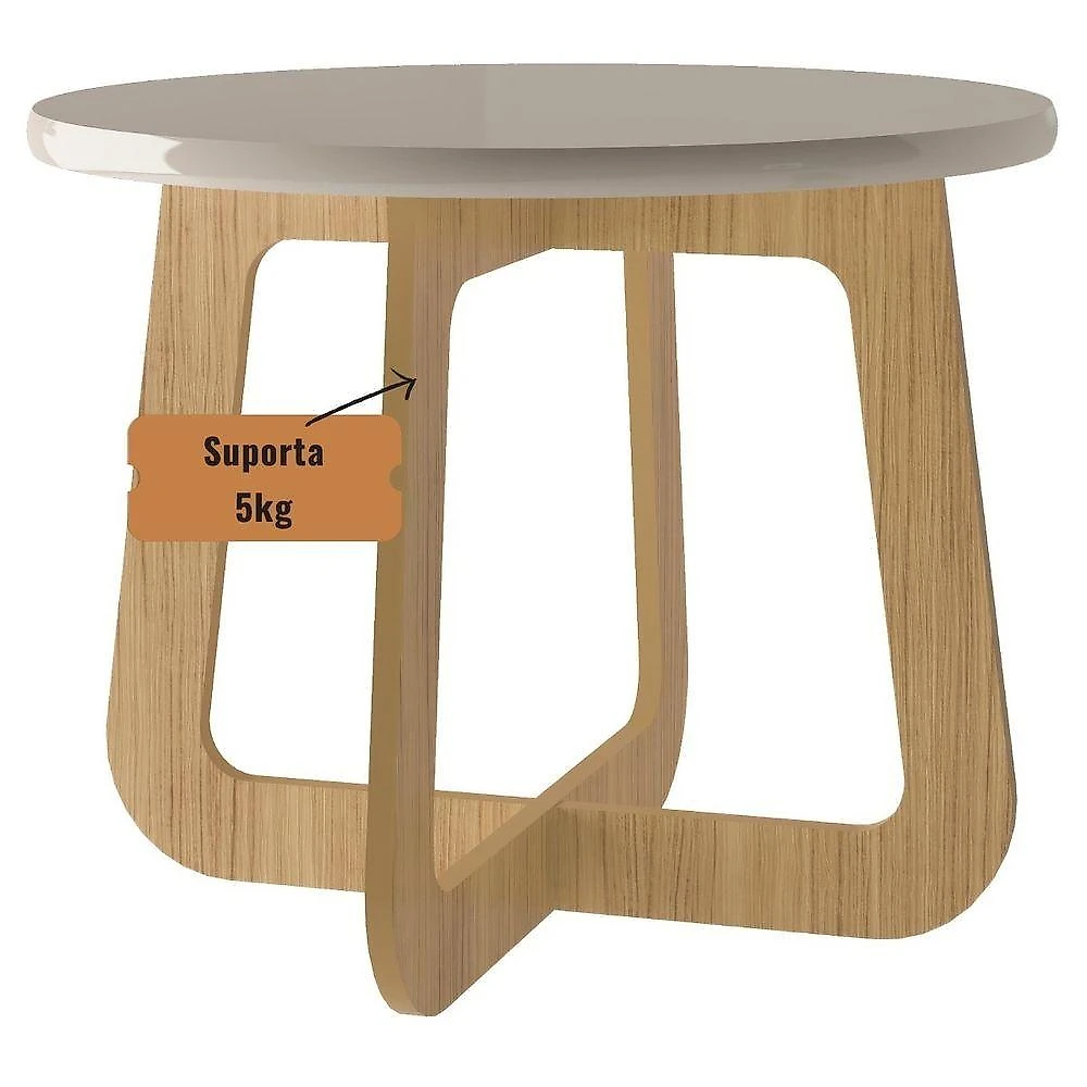 Mesa De Centro Jasmin 100% Mdf Off White / Carvalho