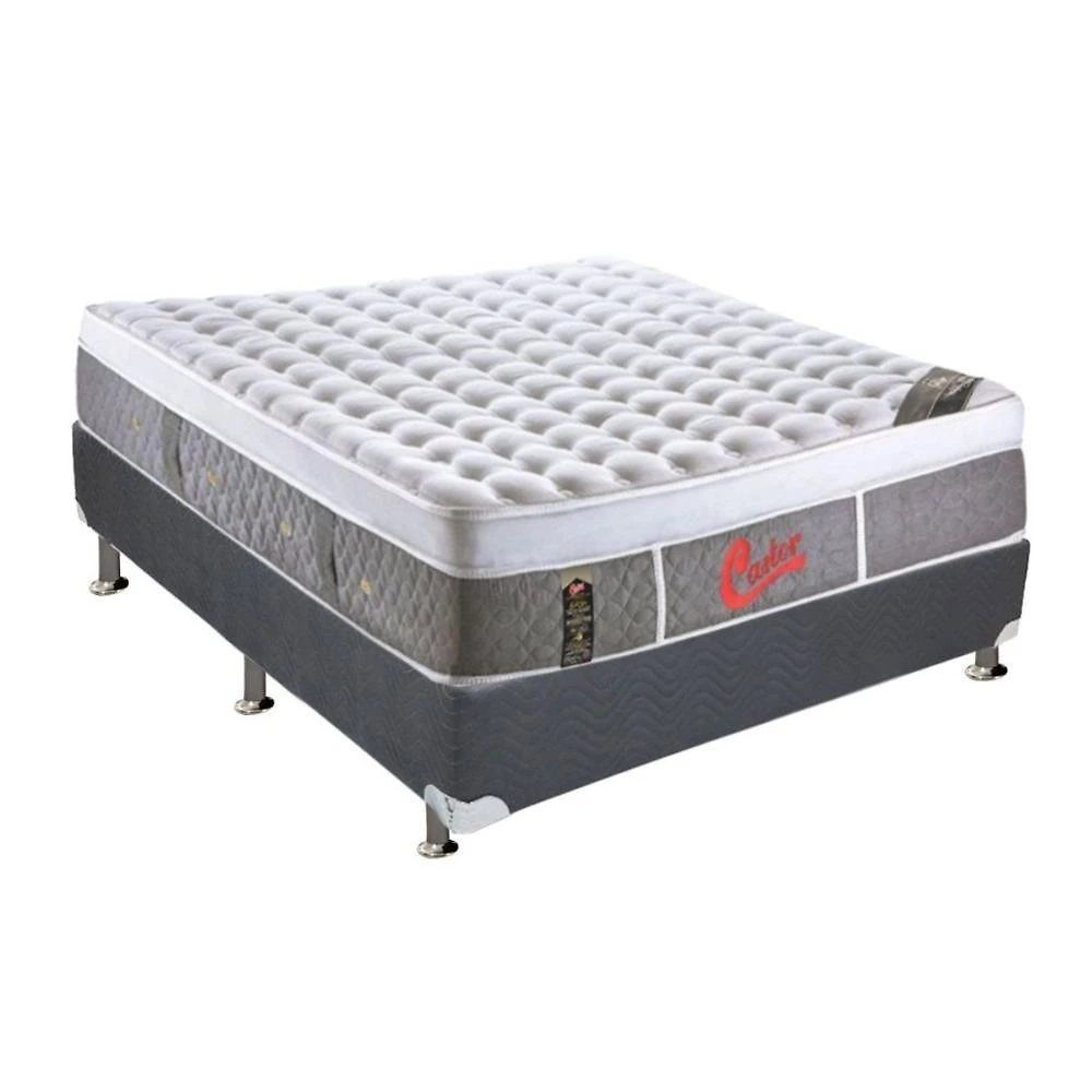 Cama Box Casal Physical Suede Colchão Light Plush Cinza Ortobom