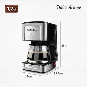 Cafeteira Elétrica Mondial Dolce Arome Vidro C-43-20X-SI 20 Xícaras 550W – Preto/Inox 110V