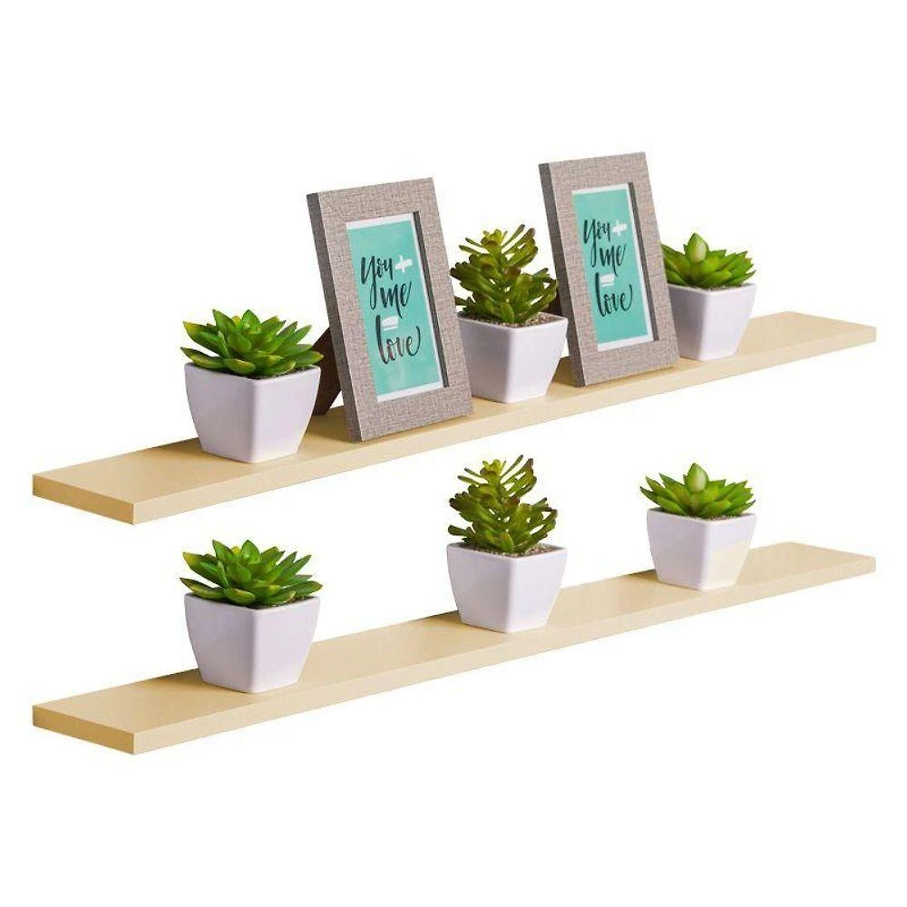 Prateleira Kit 2 100X20CM MDP Suporte Invisível Organizador Sala Bege Claro Mercado das Prateleiras