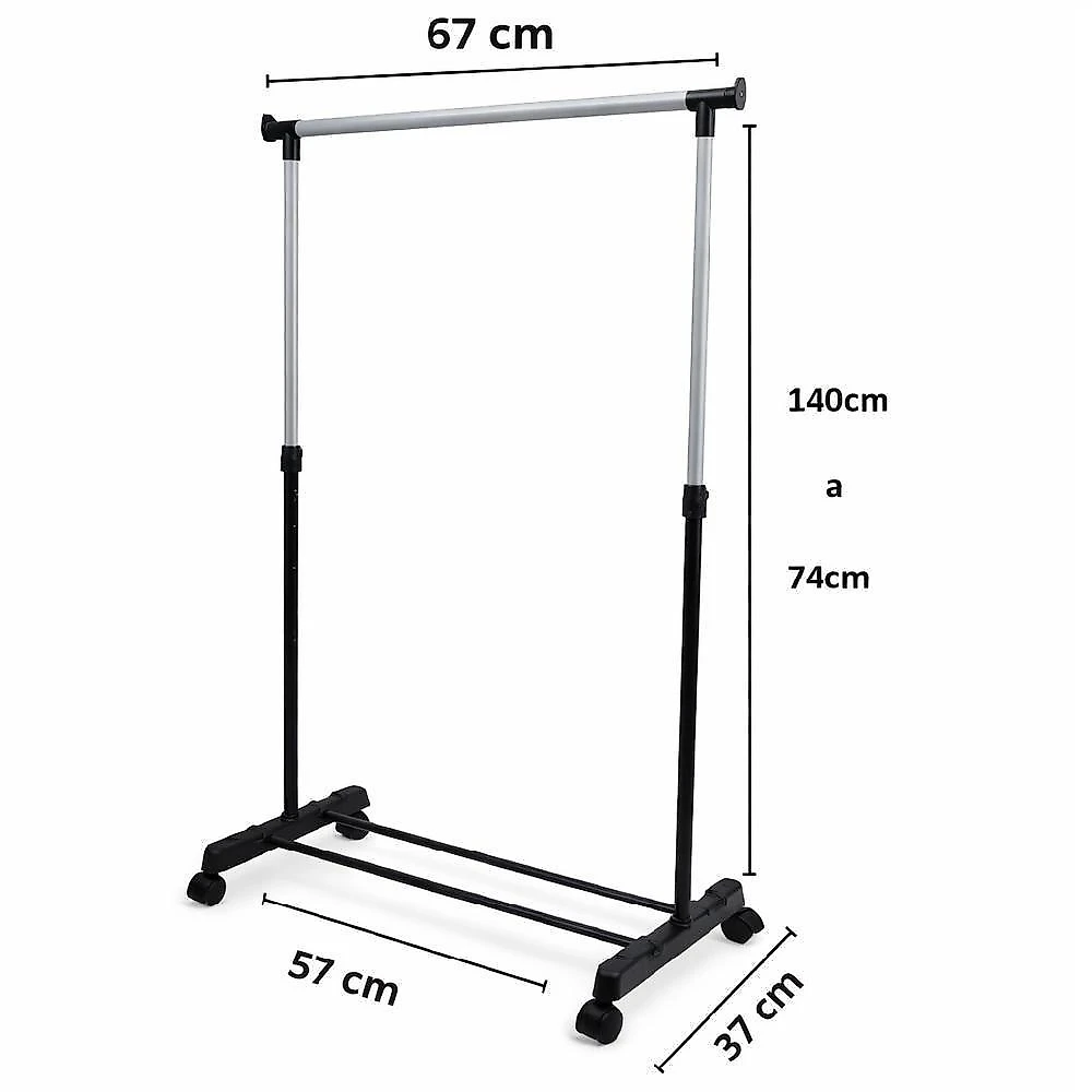 Arara Roupas Cabideiro com Sapateira Integrada Aço Cromado Altura Ajustável 4 Rodinhas 30KG webcontinental-7892619309369