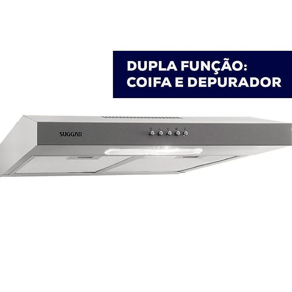 Depurador Slim Suggar DPS161PR/DPS162PR 60cm 3 Velocidades Prata 220V