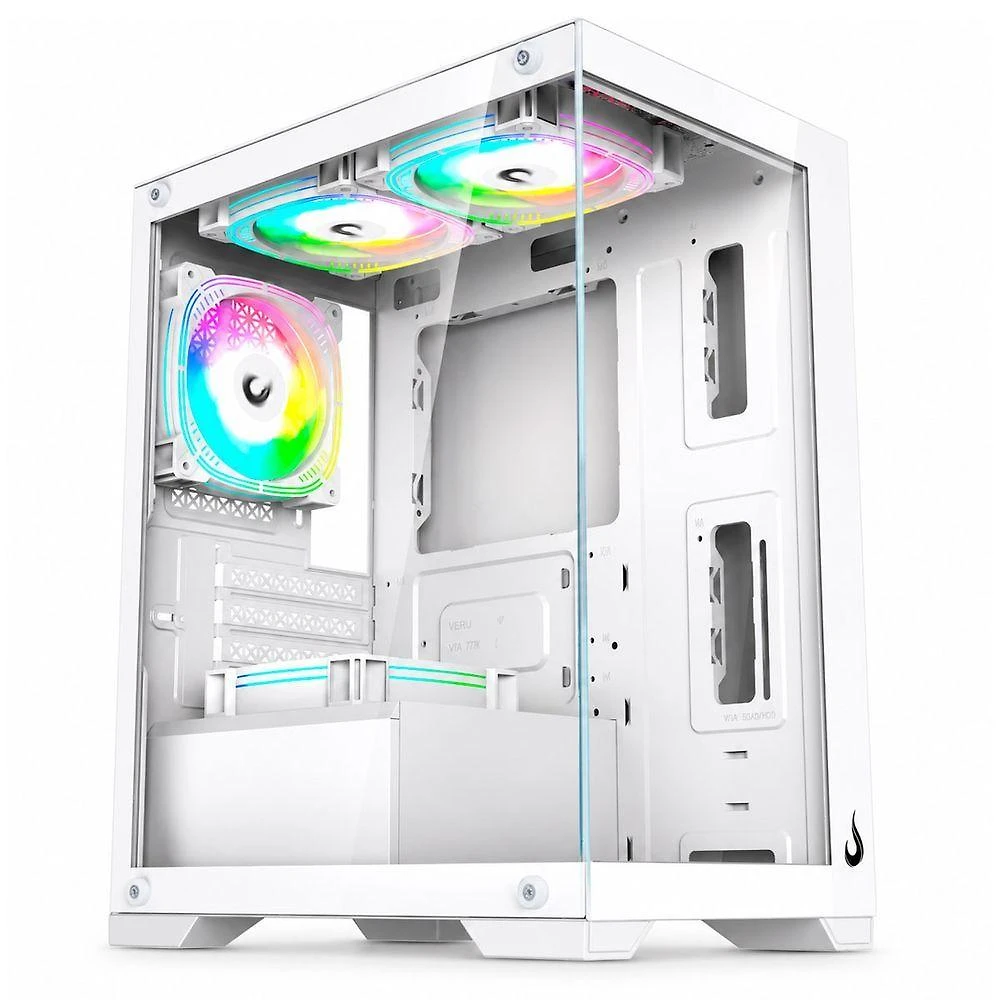 Gabinete Gamer Crystal Glass 01 Mid Tower M-ATX ITX Vidro Temperado Branco Rise Mode