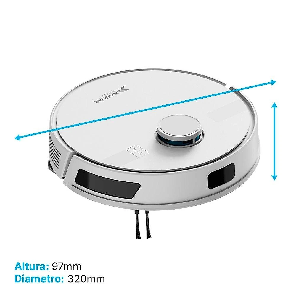 Robô Aspirador e Passa Pano KABUM! smart K800, Mapeia a Laser, 5 Modos de Limpeza, 5000Pa, APP, Recarga Automática, Branco - KSAR800BR