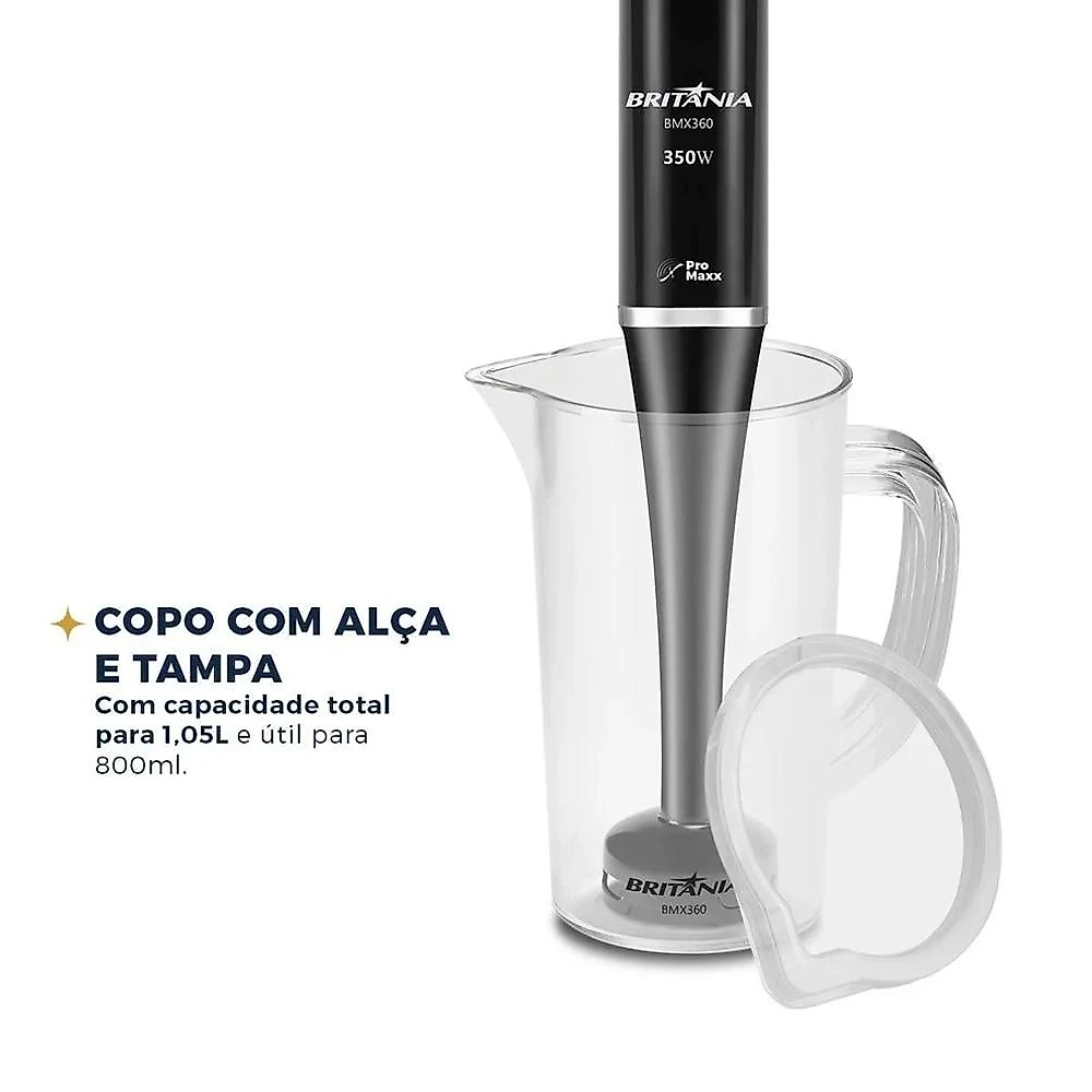 Mixer Britânia 2 em 1 BMX360, 350 Watts, Preto - 220 Volts Mixer Britânia 2 em 1 BMX360, 350 Watts, Preto - 110 Volts