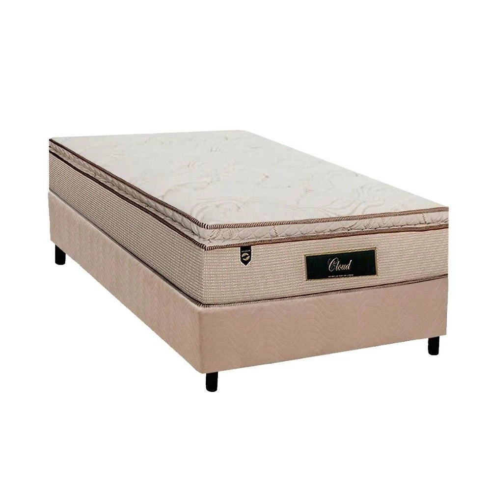 Conjunto Box Solteiro: Colchão Molas Luckspuma Masterpocket Cloud + Base Crc Suede Clean(88x188)