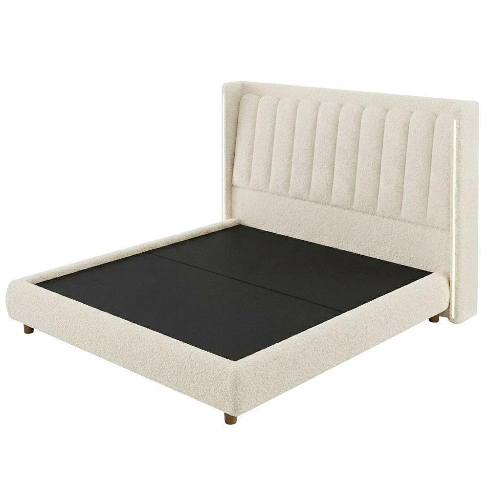 Cama Japonesa Queen Mira Bouclé Off White MDF-MDP Firenze