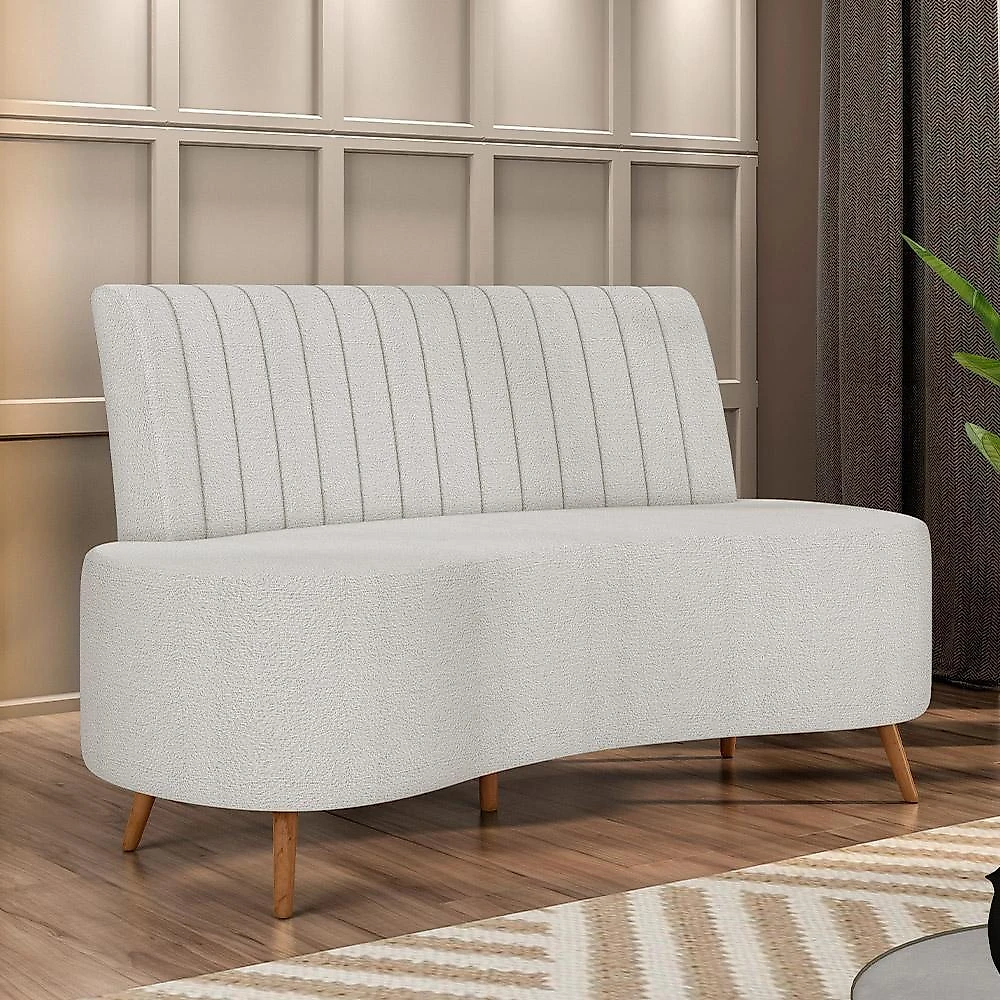 Sofá Chaise Living 2 Lugares 160cm Para Sala Cayman K01 Bouclê Creme