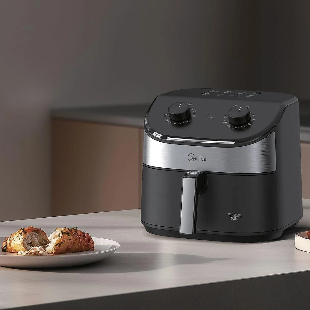 Fritadeira Air Fryer Widemax 5,5l 1900W Midea Preto-inox 220V