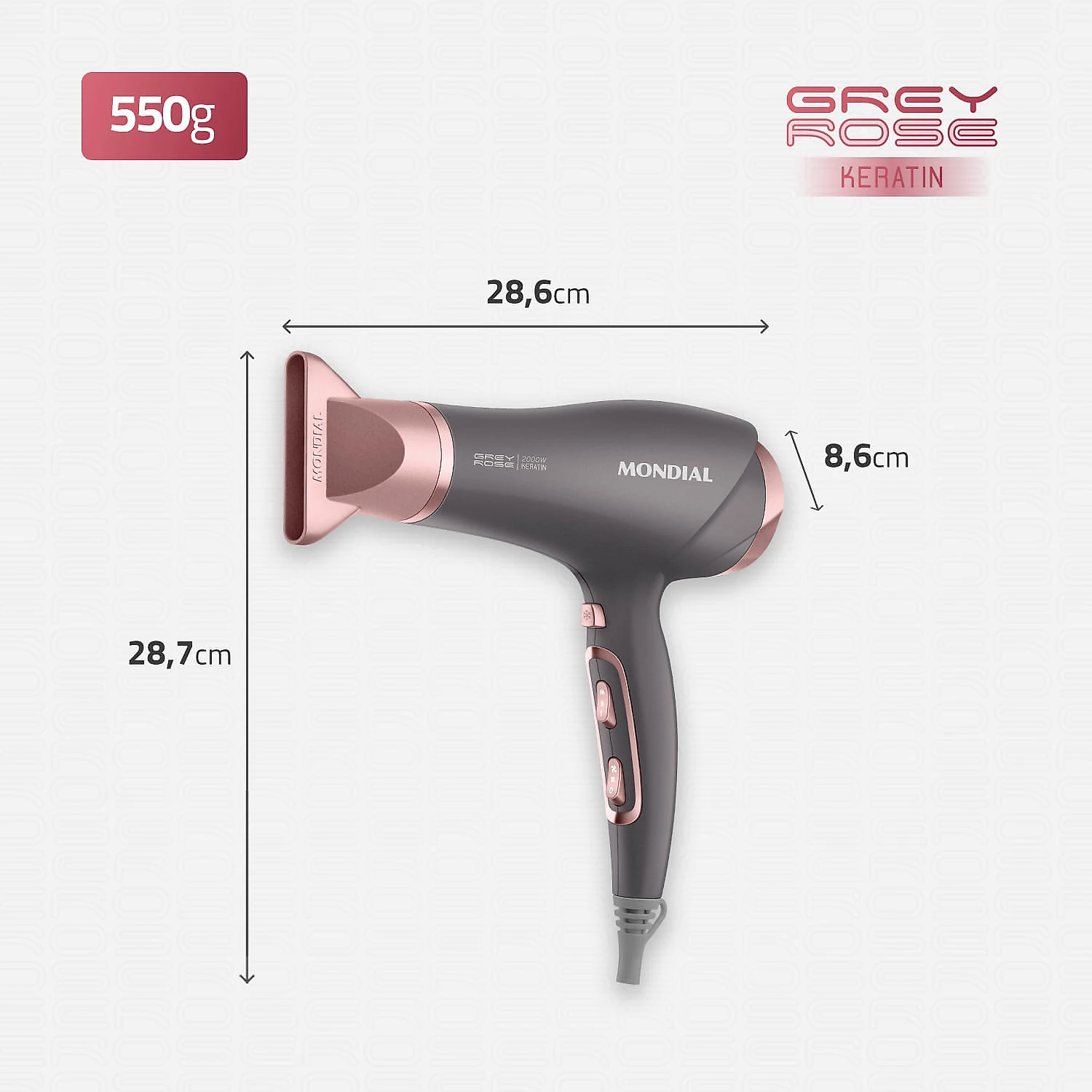 Secador de Cabelos Mondial Grafite/Rose - SCN-11 SECADOR DE CABELOS SCN-11 127V/60Hz