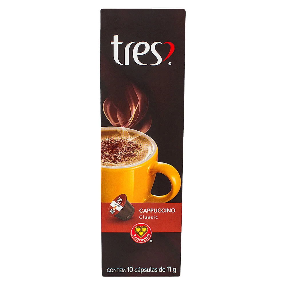 Cápsulas de Cappuccino Classic 3 Corações Tres com 10 Cápsulas de 11g cada