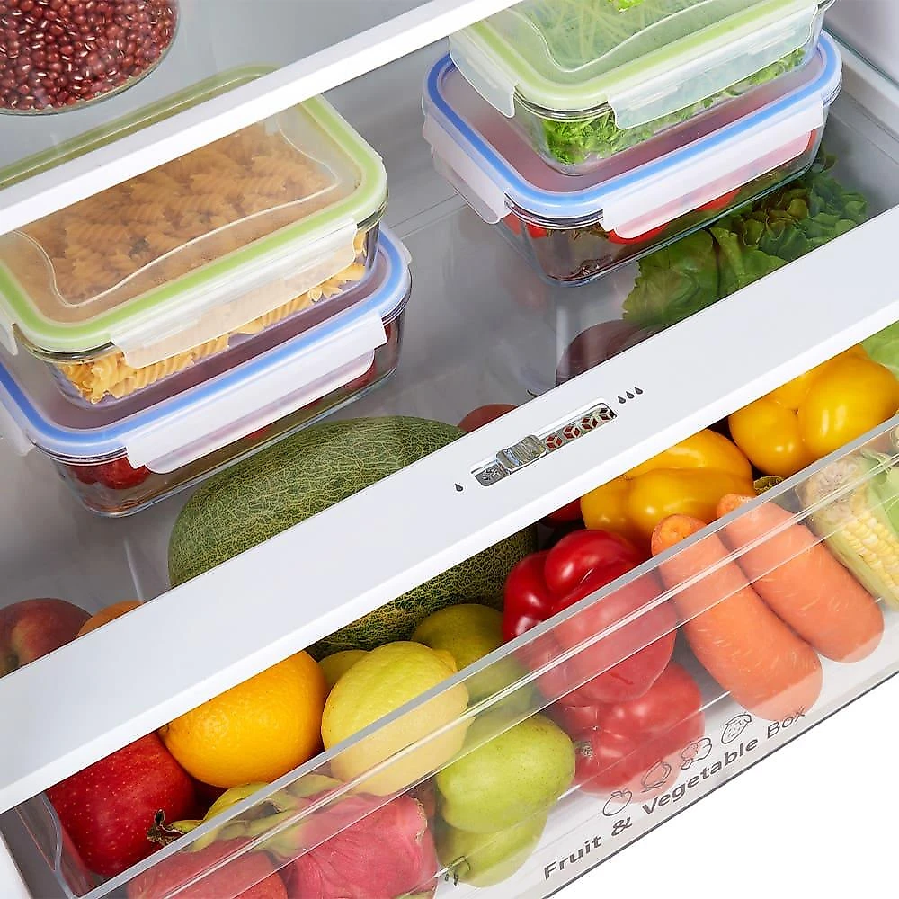 Refrigerador duplex 379l hisense rt3n375 frost free inverter portas planas prateleiras de vidro inox 110