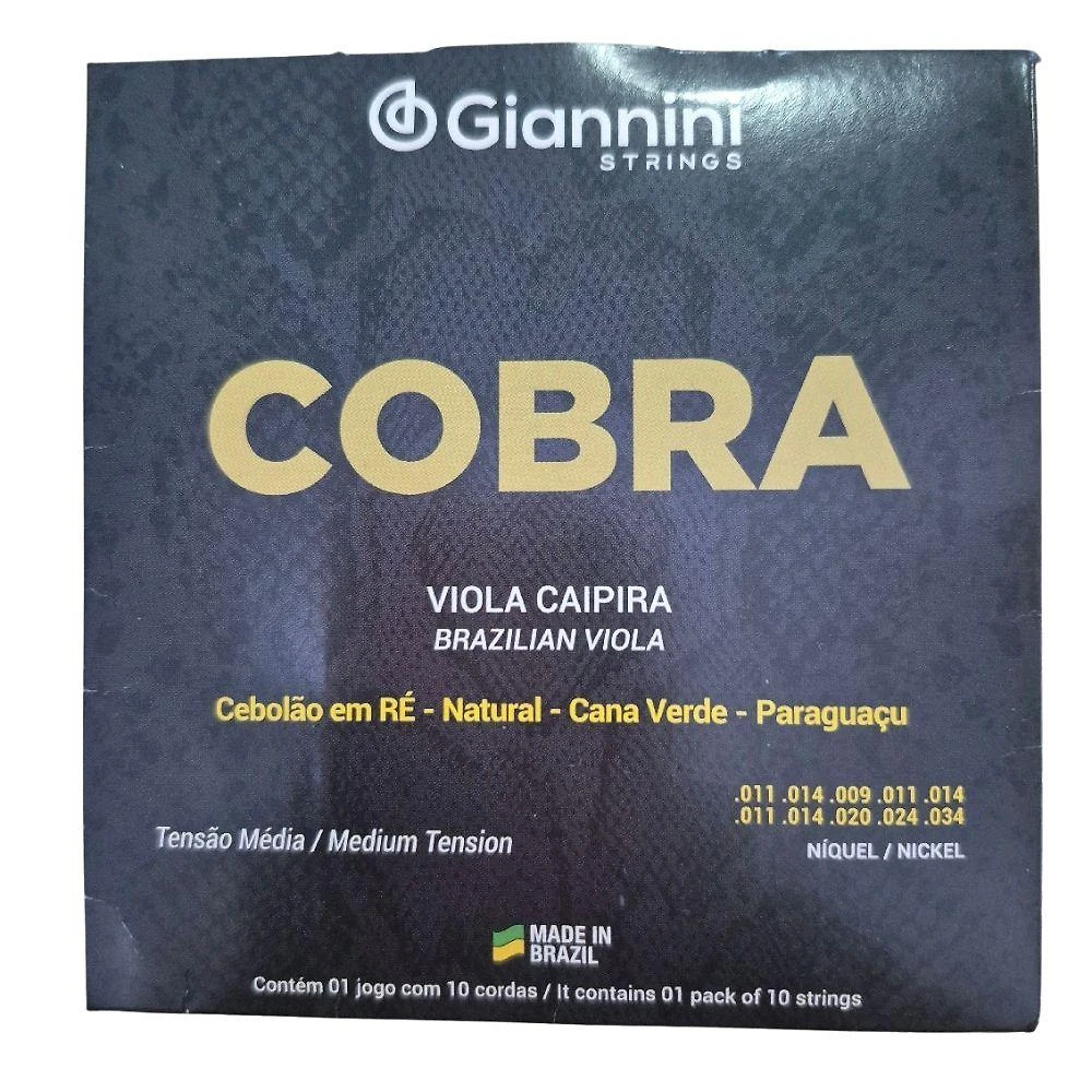 Encordoamento para Viola Caipira Cobra Níquel Gesvnm Som Definido Giannini