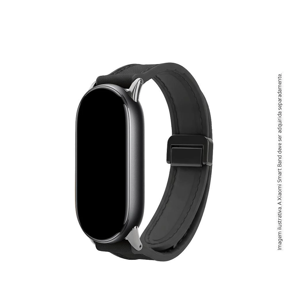 Bracelete De Couro C/ Fecho Magnético P/ Xiaomi Band 8/9/10