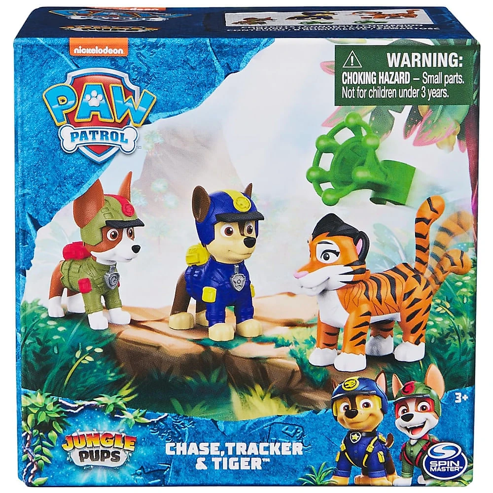 Bonecos de Ação Jungle Pups Chase, Tracker & Tiger 5 cm de Altura com Lançador de Projéteis para Crianças Acima de 3 Anos...