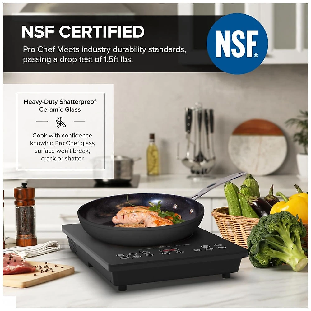 Cooktop de Indução Portátil Nuwave, Certificado pela NSF, Queimador Elétrico Único, Faixa de Temperatura Precisa de 37 até 296 Graus Celsius