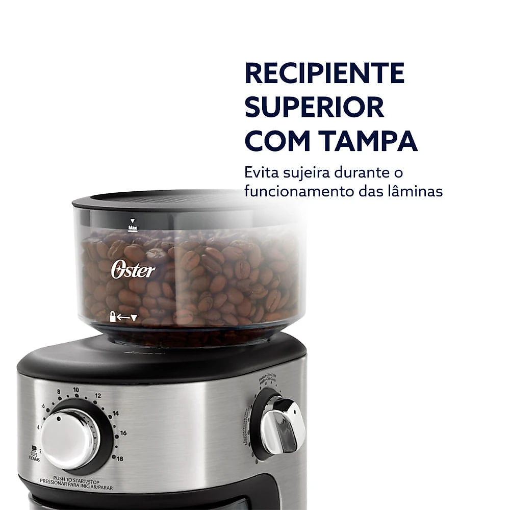 Moedor de Café Automático Oster com 18 Níveis de Moagem - BVSTBMH24 110