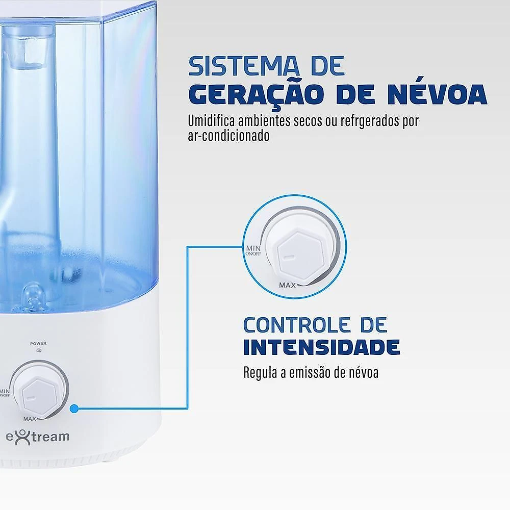 Umidificador de Ar Ultrassônico Aura Extream Good Breathing 2,5L Silencioso Azul Bivolt