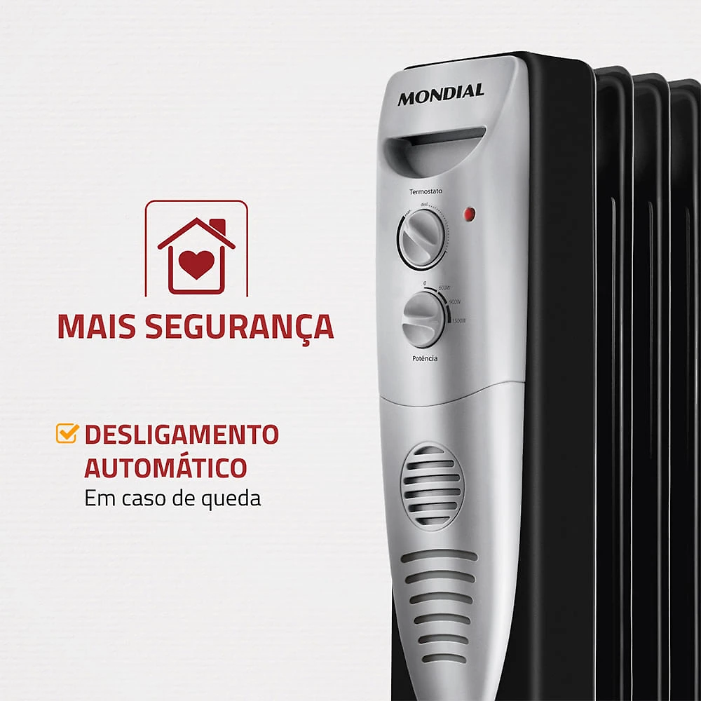 Miniatura Aquecedor a Óleo Mondial A-06 AQUECEDOR A OLEO-127V-PRETO/PRATA