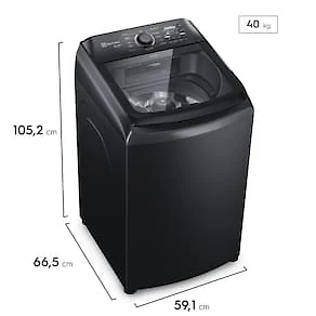Lavadora de Roupas Electrolux Efficient LEP15 14,5kg com Cesto Inox, Ultra Filter e Tecnologia Jet&Clean - Preta 110V