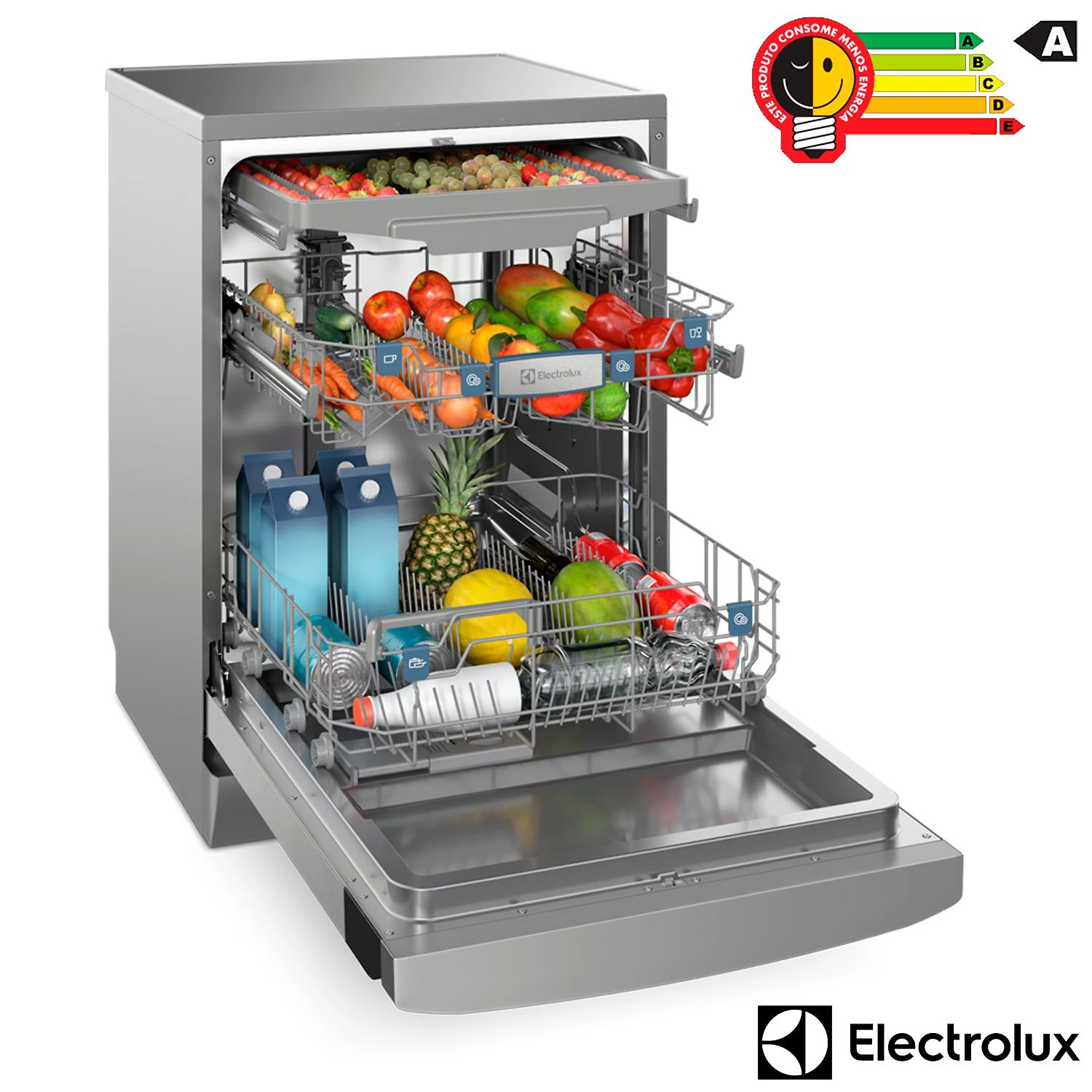 Miniatura Lava-Louças Electrolux com a porta Inox, 14 Serviços, 07 Programas de Lavagem e Função Higienizar Compras - LL14X 110
